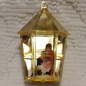 Vintage Gold Lantern Nativity Christmas Ornament Religious Diorama Decor